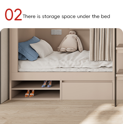 Support customization Modern Apartment Wooden Bunk Beds with Shoe Troughs Assembly Required Grey/Silver