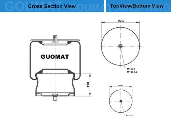 Diamètre chinois de plat de l'entrée d'air de sac de suspension d'air de CONTITECH 769M M10x1 250 millimètres