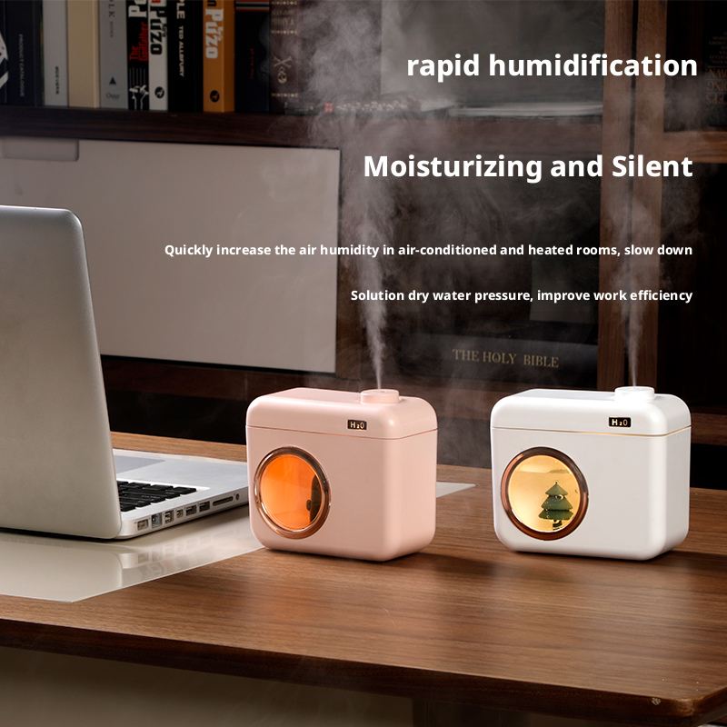 400ml Capacity Plastic USB Ultrasonic Humidifier Camera Shaped Design OEM Logo