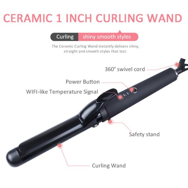 MeStar 240V Professional Hair Curler , Ceramic 1.25 In Curling Wand