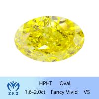 Oval Cut HPHT Synthetic Yellow Diamonds Fancy Vivid 1.6ct To 2.0ct