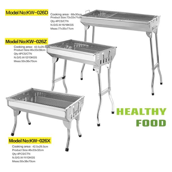 Stainless Steel Outdoor Charcoal Grill 73x33x71cm Portable Folding