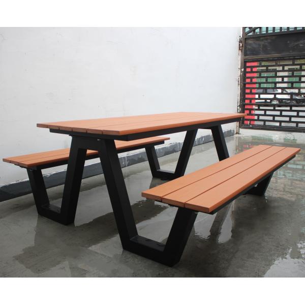 Hotel Restaurant Outdoor Dining Table With Bench , Park Wooden Outdoor Picnic Table With Benches