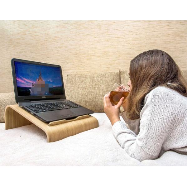 Functional Wooden Laptop Stand Space Saving Cooling Ventilation Computer Desk Raiser