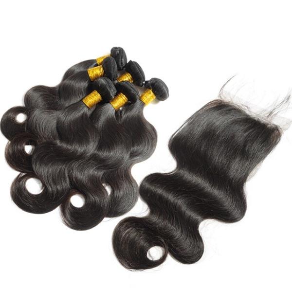 Non Processed Virgin Human Hair Bundles Brazilian Body Wave No Synthetic