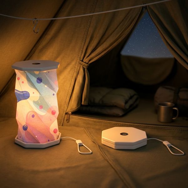 Rechargeable Origami Mini Rotating Paper Lamp Desk Lights E26 Touch Control Birthday Gift