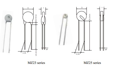 MZ21 series PTC thermistors