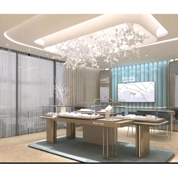 Изогнутый стиль коммерчески нержавеющей стали витринных шкафов украшений золотой