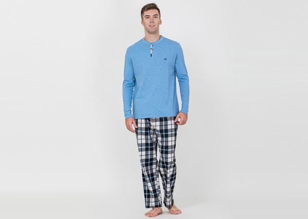100% Cotton Slub Jersey Fabric Men'S Luxury Pajama Sets , Mens Matching Pajamas