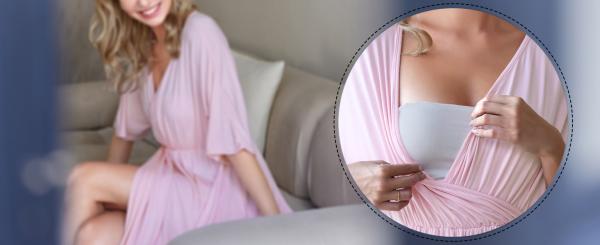 Comfortable Pink Maternity Dress Breathable Sleepwear For Breastfeeding