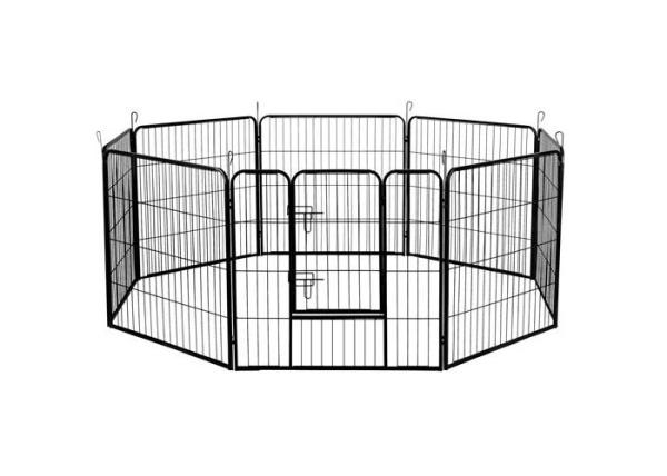 Black Silver Strong Metal Puppy Dog Play Pen Square Tube 1.5m Width