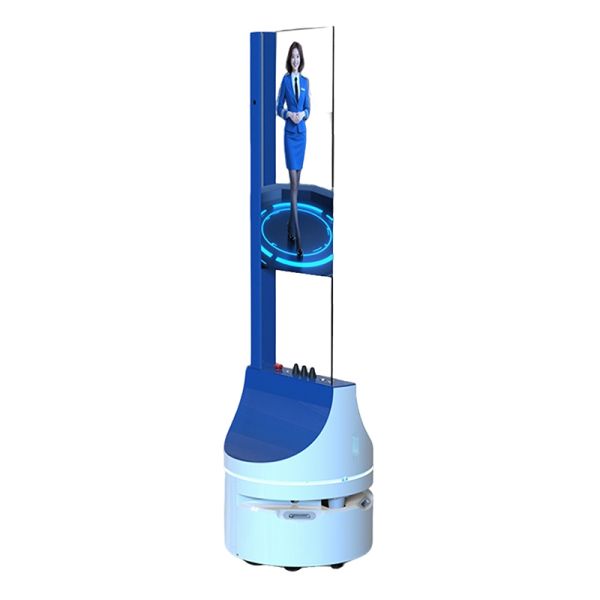 30 Inch Smart Mobile Advertising Robot with Transparent OLED Interactive Display for Shopping Malls