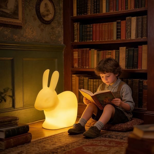 Kids LED Rabbit Chair Night Light – Bunny Seat Lamp for Indoor Playrooms, Bedroom Decor and Outdoor Garden Lighting