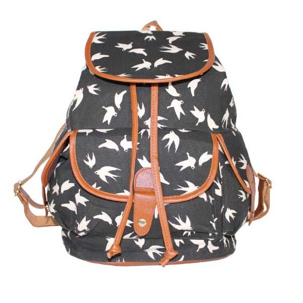 Women's School Swallow Backpack Fox Bag Girl's Owl Backpack Canvas Shoulder Backpack