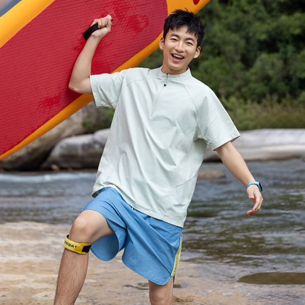 Summer Outdoor Moisture Wicking Quick Dry Sun Protection Versatile Hiking Trekking Stand Collar Couple Short Sleeve T-Shirt