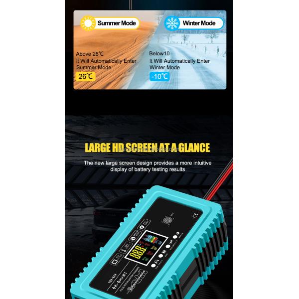Fast Charging Speed 7-Stage Auto Lead Acid Battery Charger 12V 6A 24V 3A for LiFePO4 Lithium 12V/24V Motorcycle Battery