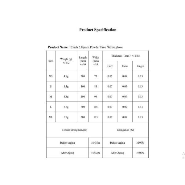 Ранг медицинского обследования перчатки нитрила Сксл 12 дюймов устранимые