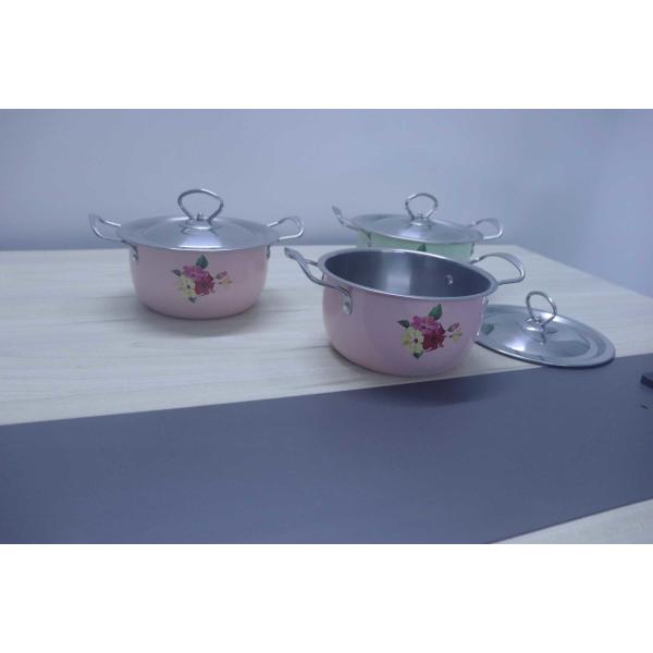 2020 hot sales 16/18/20/22 6pcs stainless steel  with color & flowers  &  cookware sets kitchenwares & 6pcs dish set