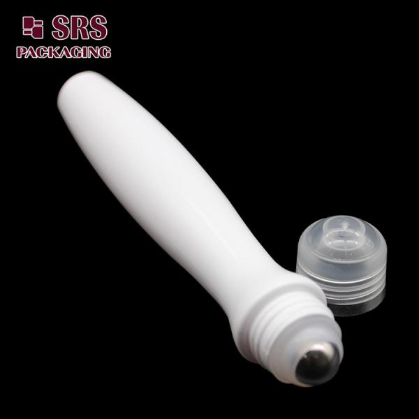 SRS high quality plastic white color 15ml roller ball bottle for eye cream
