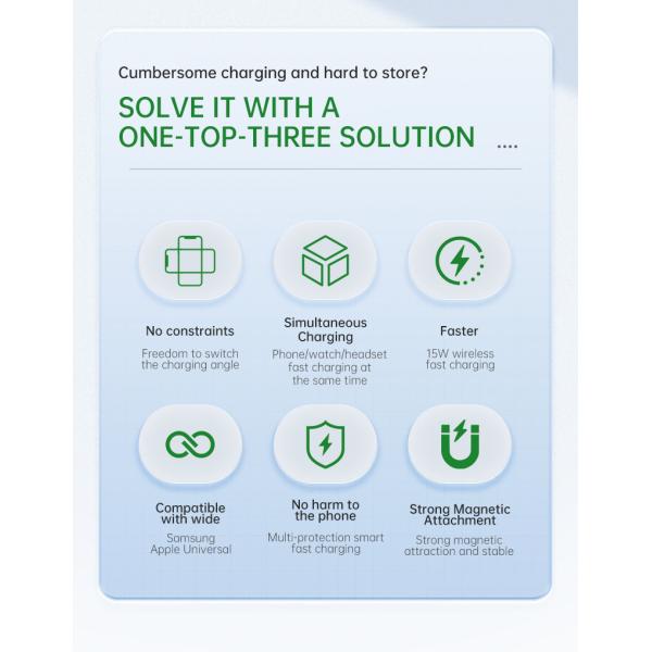 3W Watch Position 15W Base Position складная беспроводная зарядная стойка с корпусом ABS из цинкового сплава