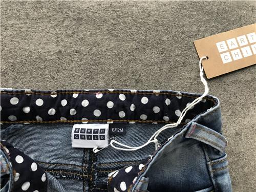 Casual Kids Denim Jeans Girls Mid Thigh Denim Shorts With Dots Woven Contrast Lining