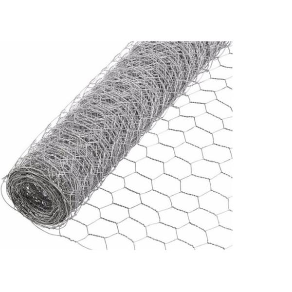 Galvanized Chicken Wire Mesh , Hexagonal Wire Mesh 25-100m Length