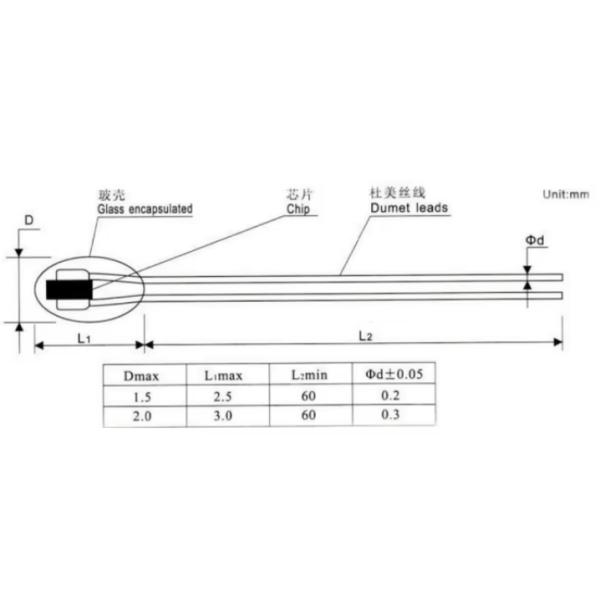 MF58D Waterproof NTC 10k Ohm Thermistor Temperature Sensor Glass Sealed Probe