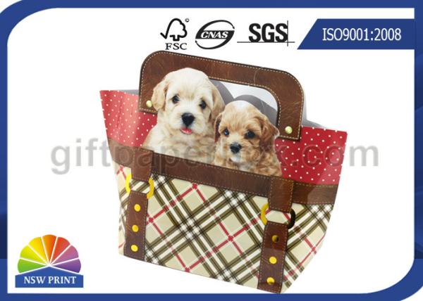 O costume cortou sacos de papel impressos bolsa do cão para o saco de empacotamento do presente do Natal