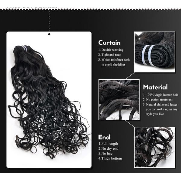 Extensões tiradas do cabelo humano da onda dobro encaracolado natural cru 10 polegadas - 30 polegadas