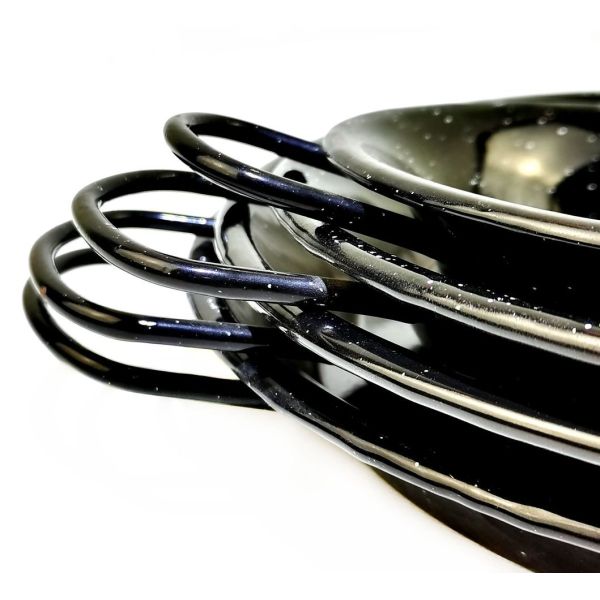 Black Carbon Steel Nonstick Paella Pan Enamel Seafood Pan Custom Size Daily Use