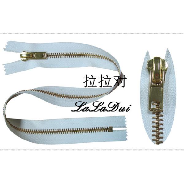 Long Metal 8# Golden Big Teeth Zipper Close End White Tape For Garment / Textile