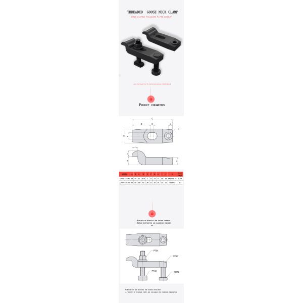 Adjustable Threaded Goose Neck Clamp For Flexible And Secure Workholding