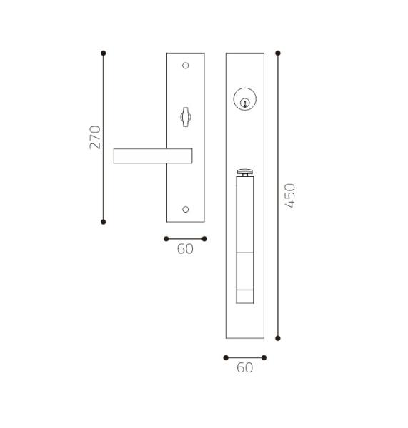 450mm 60mm Exterior Door Locks Entry Door Handle Entrance Set Yellow Bronze Surface