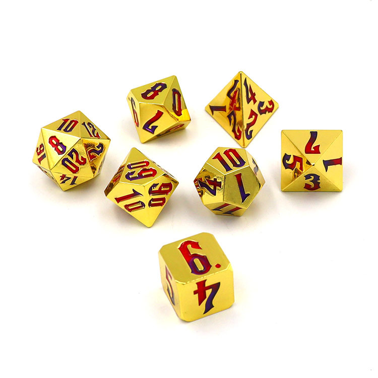 Customized Logo Zinc Alloy Metal Dice Set with Electroplating Finish for DND and Board Games