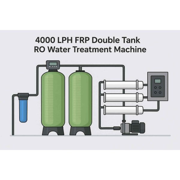 4000 LPH FRP Double Tank RO Water Treatment Machine with High Pressure Pump for Pure Water