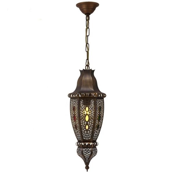 220V Interior Modern Style Handmade Copper Lanterns Muslim Vintage Style