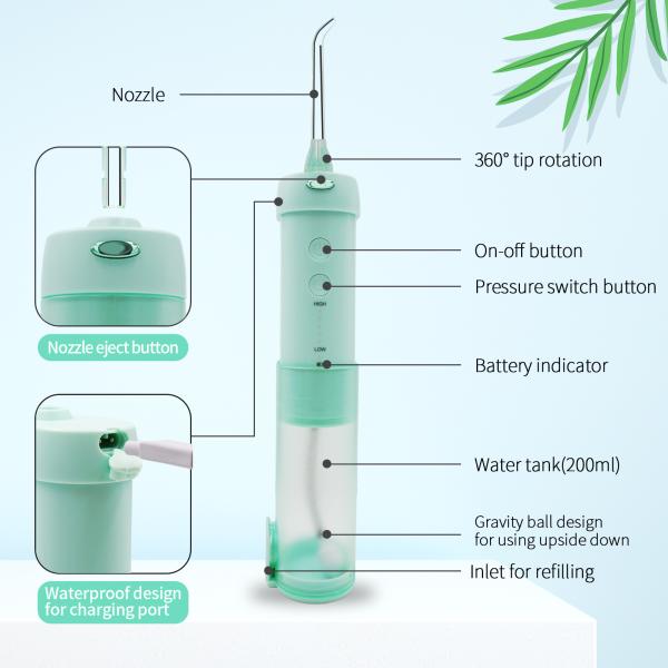 Вода Flosser Irrigator 5 режимов мини водоустойчивая устная для зубоврачебной заботы