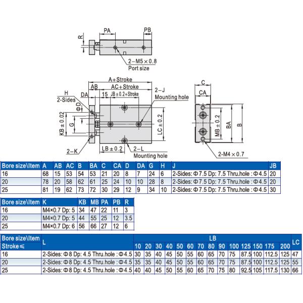 TN - 10x50S Pneumatic Double Acting Cylinder TR TN Series Rubber Bumper