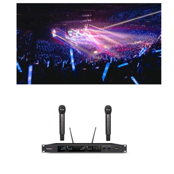 4 Channel Wireless Microphone System , Pro UHF Cordless Mic Set Handheld