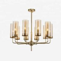 La nouvelle lampe de pendant en verre de barre fument le cuivre Amber Glass Cup Chandelier de Chrome