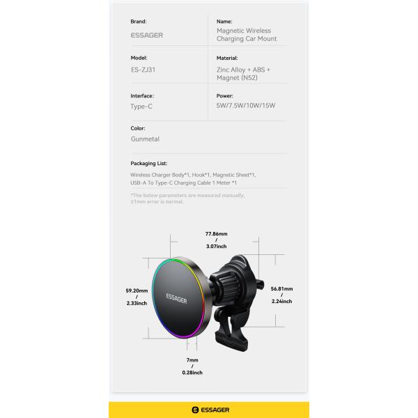 ESSAGER ES-ZJ31 Air Vent Magnetic Cellphone Mobile Phone Holder for Car