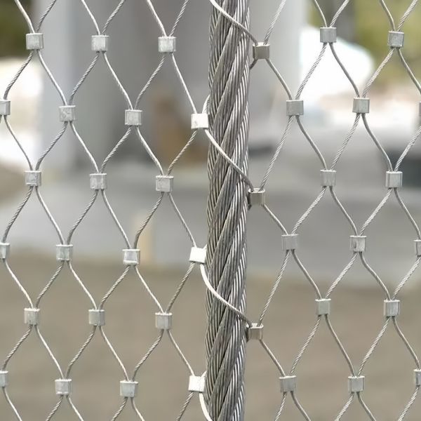 Customizable Stainless Steel Rope Net Trellis System with Ferrule-Jointed Diamond Mesh for High-Tensile Strength Building Facades