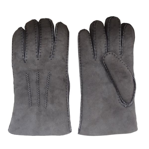 Winter Lamb Fur Merino Shearling Sheepskin Gloves Grey Color Fashion Style