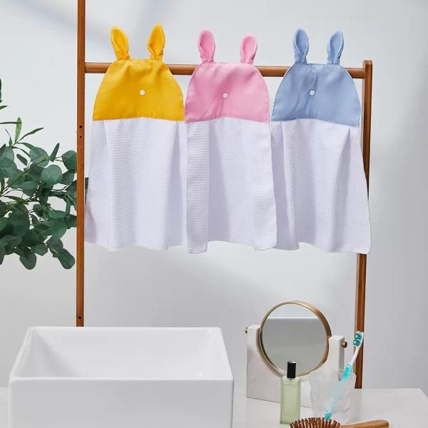 Creative Waffle Polyester Hand Towels For Sublimation With Rabbit Ear
