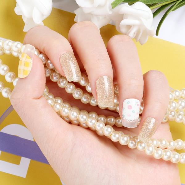 Solid Color Custom Logo 3D Permanent Uv Semi Cured Gel Nail Polish Sticker Wraps Strips