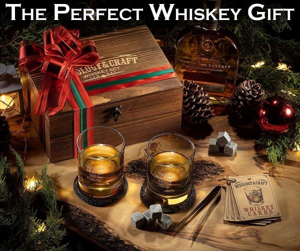 Gift Cocktail Box Kit For Men UV Printing Whiskey Stone And Glass Set