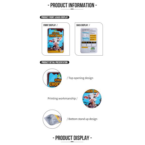 Custom Printing High Temperature Retort Pouch Food Packaging Retort Microwaveable Pouch For Sauces Milk Drink