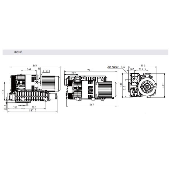 Бесмасляный вращающийся вановый вакуумный насос прямого привода 5,5 кВт