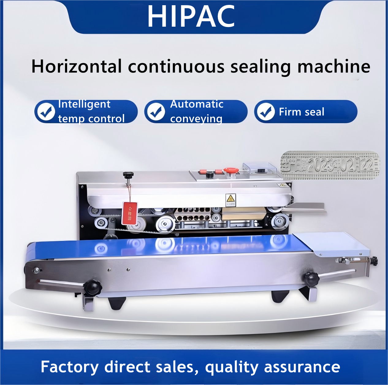 Automatic Continuous Band Sealer with 18m/min Sealing Speed 0-300℃ Temperature Range and 10mm Sealing Width