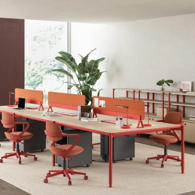 FLEX 2 Sided 6 Person Workstation Desk With Privacy Screen Arc Corner Adjustable Feet